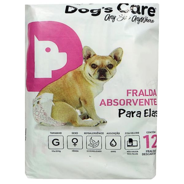 FRALDA HIGIÊNICA DESCARTÁVEL DOGS CARE G 12 UN PARA CÃES FÊMEAS
